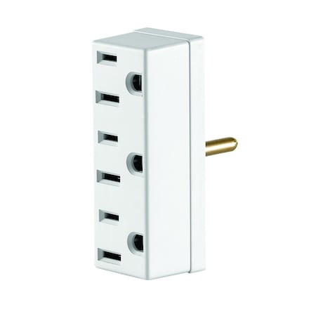 Leviton Plug Adapter, Outlet Tap, 5-15R, White 007-00697-00W
